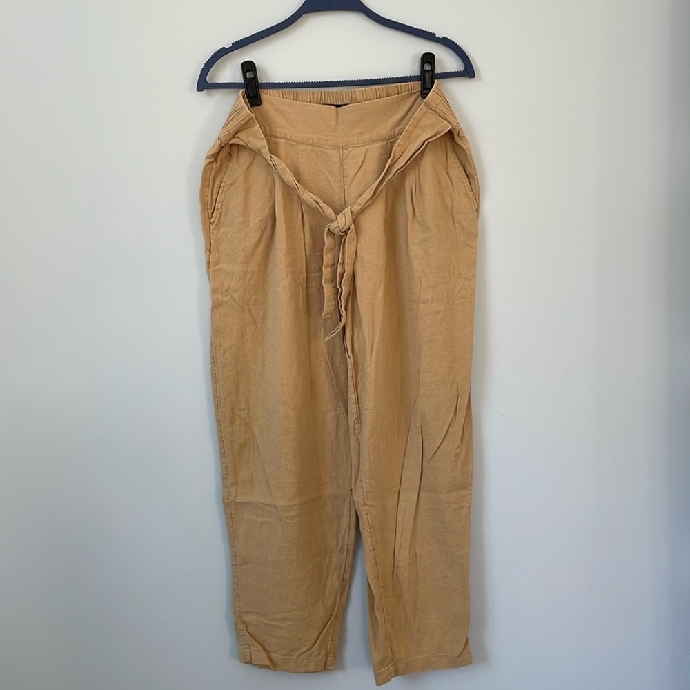 Tan Pants with Tie Detail
